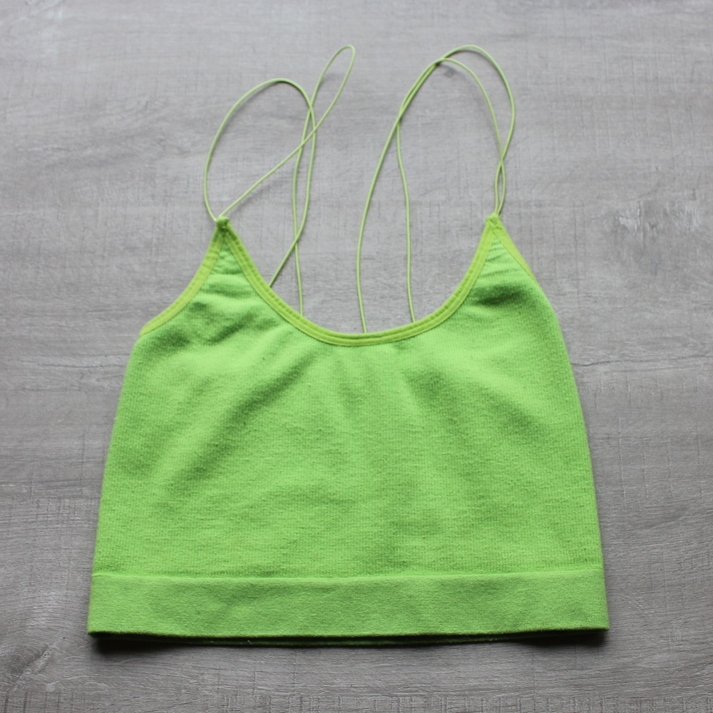 OUT FROM UNDER Urban Outfitters Womens sz S Green Stretch Halter Crop Top